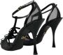 Dolce & Gabbana Zwarte Mesh T-Strap Hoge Hak Sandalen Black Dames - Thumbnail 5