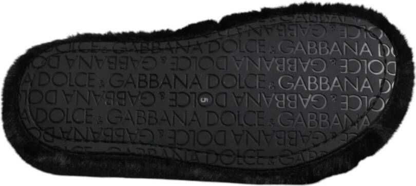 Dolce & Gabbana Zwarte Nepbont Slides Sandalen
