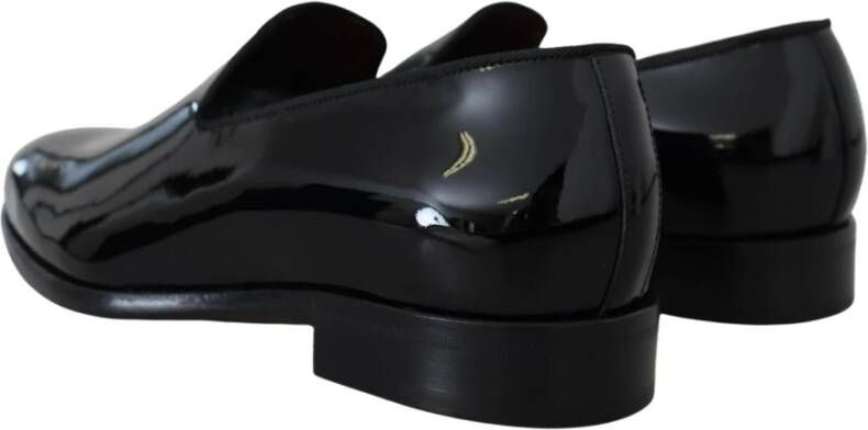 Dolce & Gabbana Zwarte Patent Slip-On Schoenen Black Heren