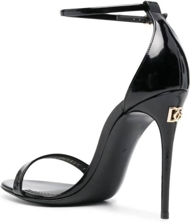 Dolce & Gabbana Zwarte Patentleren Hoge Hak Sandalen Zwart Dames