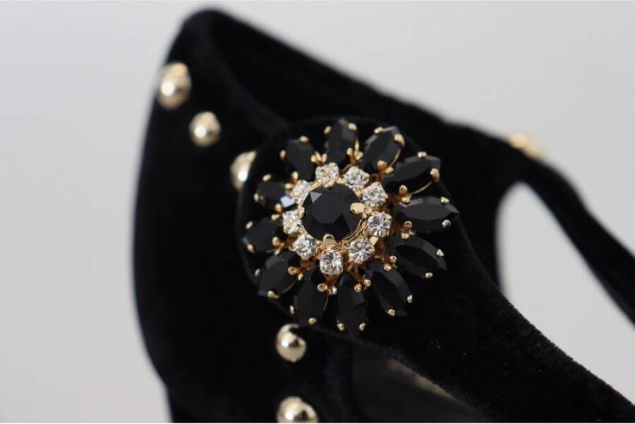 Dolce & Gabbana Zwarte Pearl Crystal Vally Hakken Sandalen Zwart Dames