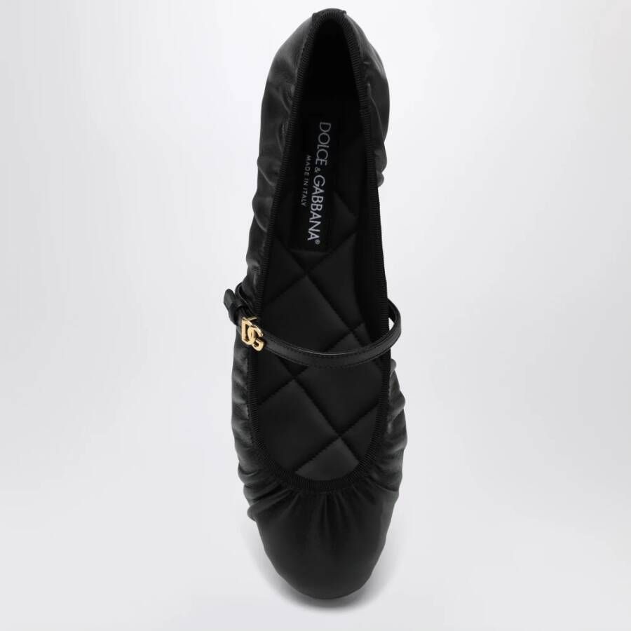 Dolce & Gabbana Zwarte platte schoenen Agnello materiaal