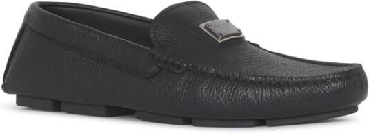 Dolce & Gabbana Zwarte platte schoenen Driver Cervo Antic Black Heren