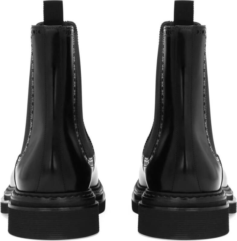 Dolce & Gabbana Zwarte platte schoenen Geborstelde enkellaars Black Heren