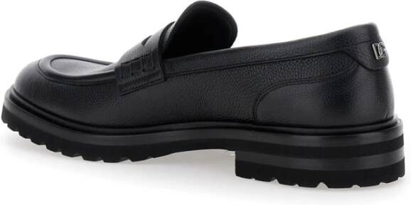 Dolce & Gabbana Zwarte platte schoenen met DG-logo Black Heren