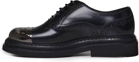 Dolce & Gabbana Zwarte leren loafers met geperforeerde details Black Heren