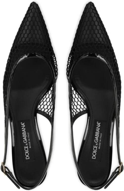 Dolce & Gabbana Zwarte platte schoenen met mesh-details Black Dames