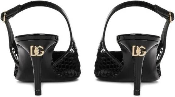 Dolce & Gabbana Zwarte platte schoenen met mesh-details Black Dames