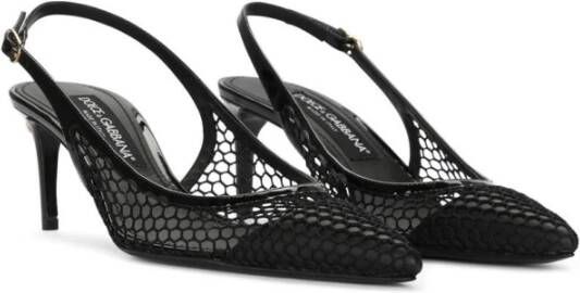 Dolce & Gabbana Zwarte platte schoenen met mesh-details Black Dames