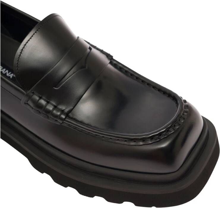 Dolce & Gabbana Zwarte platte schoenen met vierkanteeus Black Heren