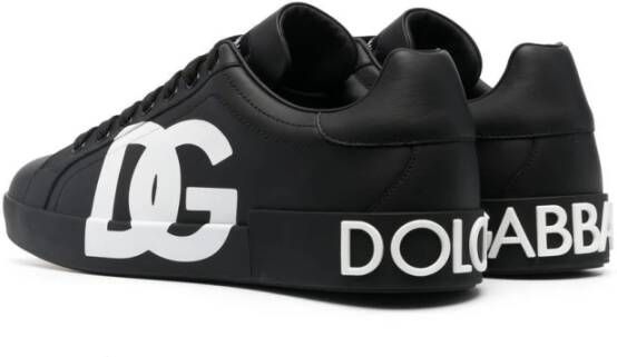 Dolce & Gabbana Zwarte Portofino Logo-Print Sneakers Black Heren