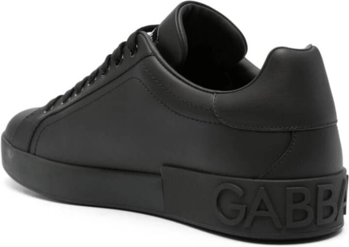 Dolce & Gabbana Zwarte Portofino Sneakers met Logo Black Heren
