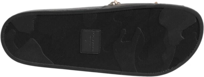 Dolce & Gabbana Zwarte Sacred Heart Slides Strandkleding Schoenen