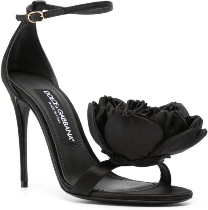 Dolce & Gabbana Zwarte Sandalen met 10 5 cm Hak Zwart Dames