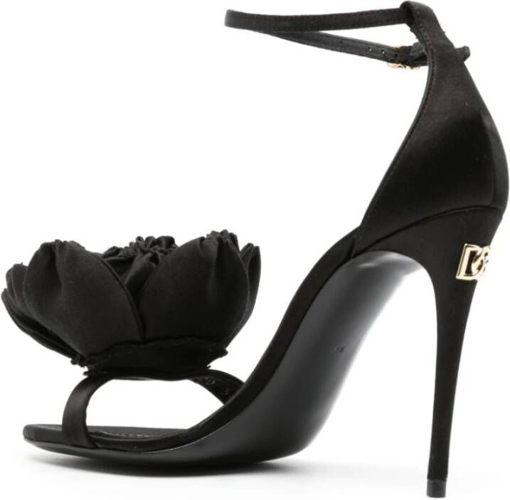 Dolce & Gabbana Zwarte Sandalen met 10 5 cm Hak Zwart Dames