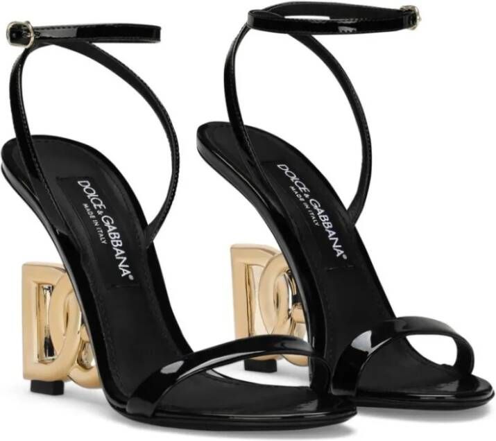 Dolce & Gabbana Zwarte Sandalen met Goud-geplateerde Hak Black Dames