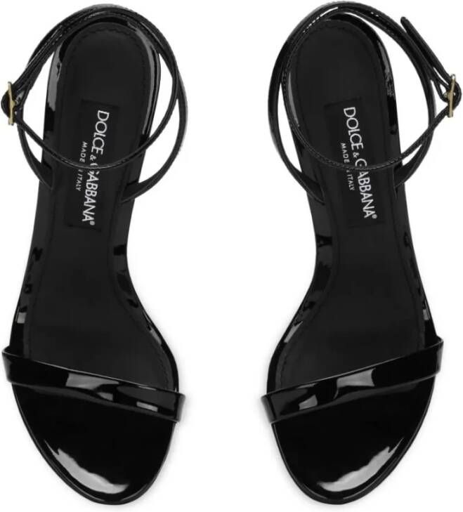 Dolce & Gabbana Zwarte Sandalen met Goud-geplateerde Hak Black Dames