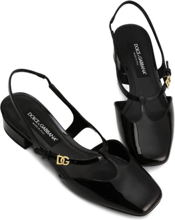 Dolce & Gabbana Zwarte sandalen met gouden logogesp