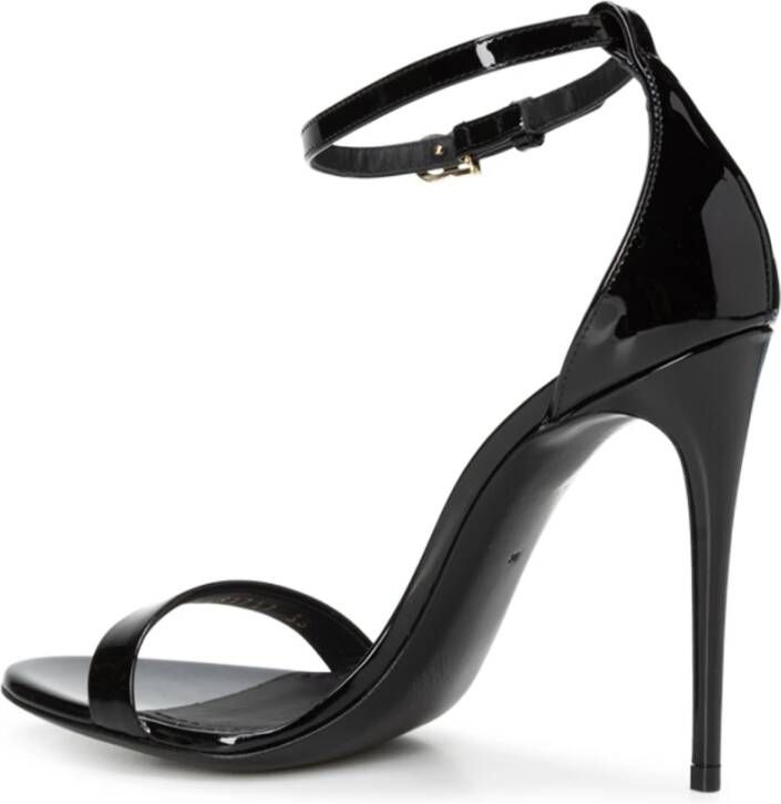 Dolce & Gabbana Zwarte Sandalen met Ketting en DG Logo Black Dames