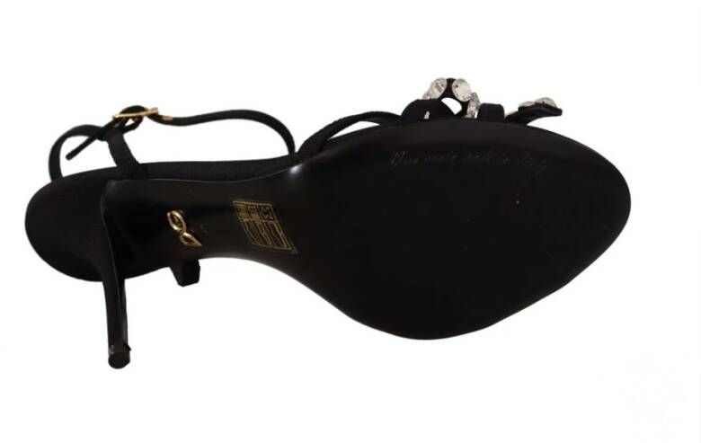 Dolce & Gabbana Zwarte Sandalen met Kristallen Enkelband