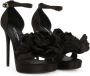 Dolce & Gabbana Zwarte Satijnen Plateau Sandalen met Bloemdetail Black Dames - Thumbnail 3