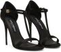 Dolce & Gabbana Zwarte Satijnen T-Bar Stiletto Sandalen Black Dames - Thumbnail 6