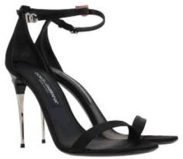 Dolce & Gabbana Zwarte Satijnen Stiletto Sandalen Black Dames
