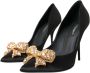 Dolce & Gabbana Zwarte Satijnen Strikpumps met Kristallen Black Dames - Thumbnail 9