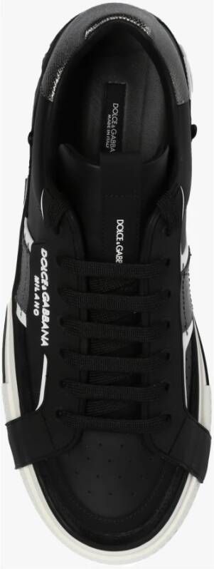 Dolce & Gabbana Zwarte Sneakers met Witte Rubberen Zool