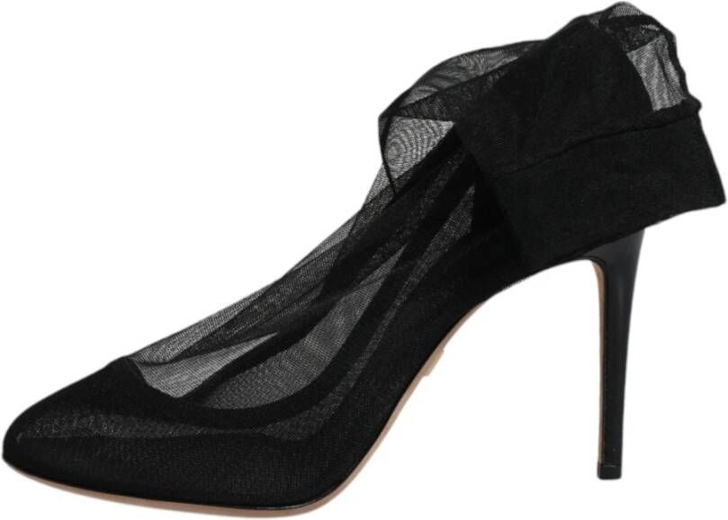 Dolce & Gabbana Zwarte Stretch Mesh Soklaarzen Schoenen