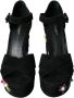 Dolce & Gabbana Bloemen geborduurde platform sandalen Black Dames - Thumbnail 2