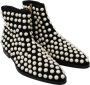 Dolce & Gabbana Zwarte Suède Enkellaarsjes met Parels Black Dames - Thumbnail 5