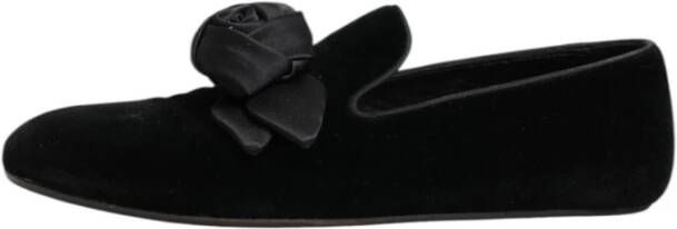 Dolce & Gabbana Zwarte Suède Rose Slip-On Loafers