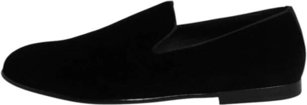 Dolce & Gabbana Zwarte Velvet Loafer Slip-On Schoenen