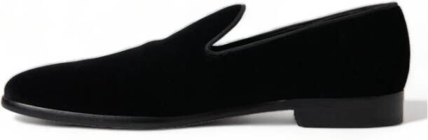 Dolce & Gabbana Zwarte Velvet Loafers voor Heren Black Heren