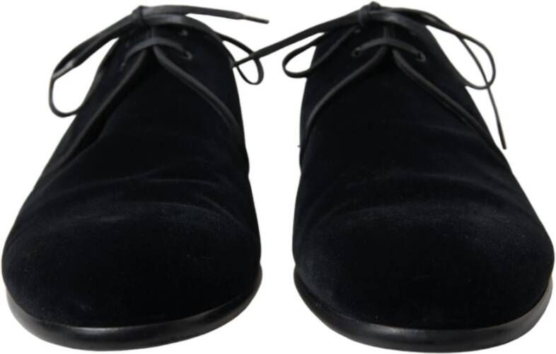 Dolce & Gabbana Zwarte Velvet Veterschoenen Black Heren