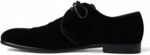 Dolce & Gabbana Zwarte Velvet Veterschoenen Black Heren