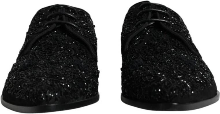 Dolce & Gabbana Zwarte versierde suède Derby formele schoenen Black Heren