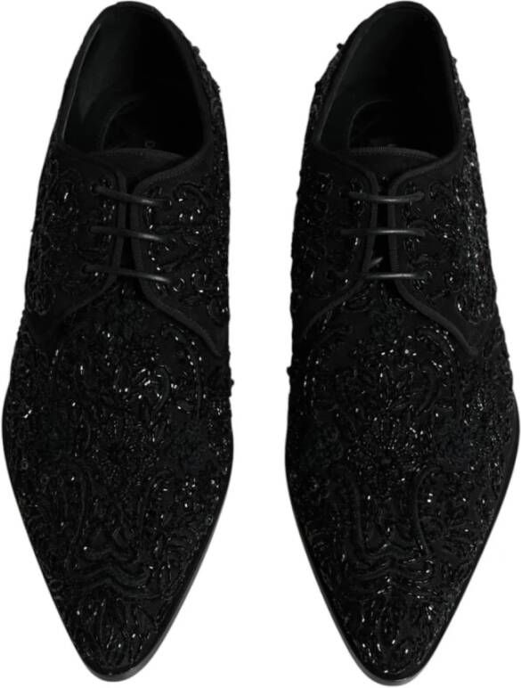 Dolce & Gabbana Zwarte versierde suède Derby formele schoenen Black Heren