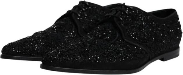 Dolce & Gabbana Zwarte versierde suède Derby formele schoenen Black Heren