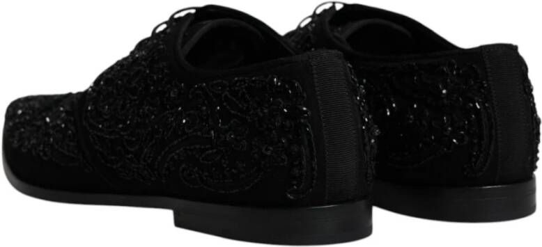Dolce & Gabbana Zwarte versierde suède Derby formele schoenen Black Heren
