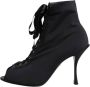 Dolce & Gabbana Zwarte Veters Stiletto Enkellaarzen - Thumbnail 2
