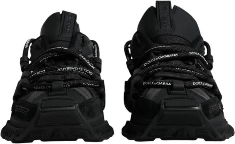 Dolce & Gabbana Zwarte Sneakers met Veters en Logo Black Heren