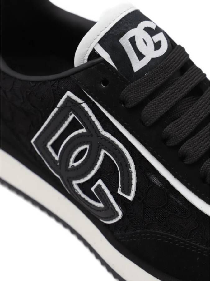 Dolce & Gabbana Zwarte Veterschoenen met Logopatch
