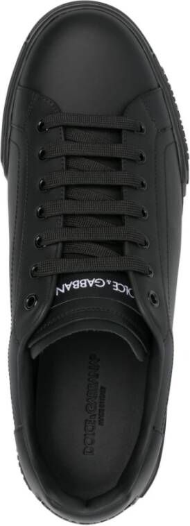 Dolce & Gabbana Zwarte Veterschoenen Platte Zool