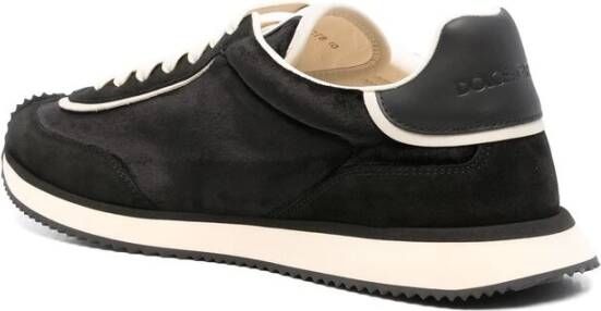 Dolce & Gabbana Zwarte Vetersneaker met Logo Patch Black Heren