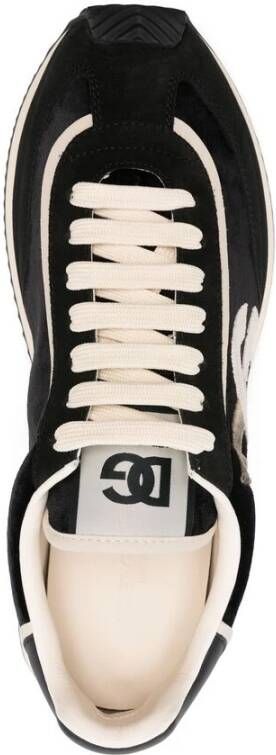 Dolce & Gabbana Zwarte Vetersneaker met Logo Patch Black Heren