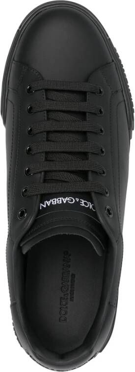 Dolce & Gabbana Zwarte Vetersneaker met Ronde Neus