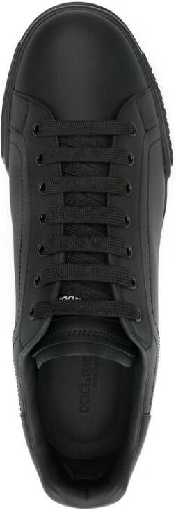 Dolce & Gabbana Zwarte Vetersneaker Rubberen Zool Black Heren