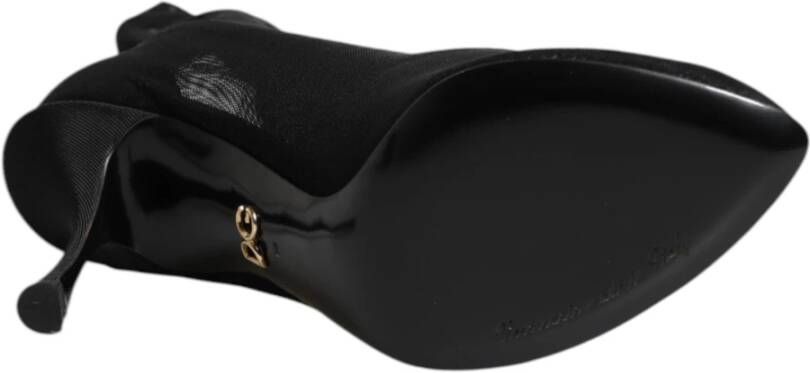 Dolce & Gabbana Zwarte Zijden Stretch Mesh Soklaarzen